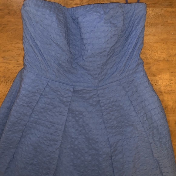 J Crew Fitted Strapless Dress Light Blue Textured - Picture 5 of 7